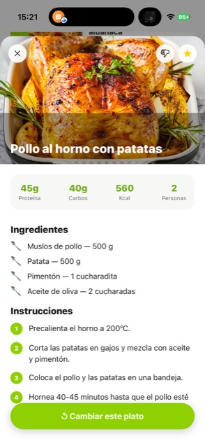 Receta en Super con ingredientes e instrucciones